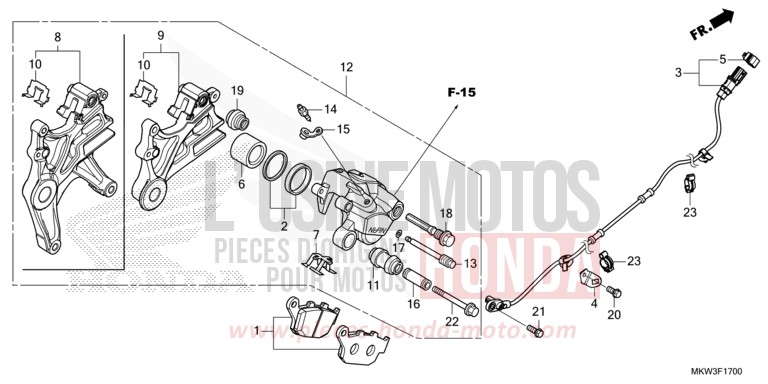 ETRIER DE FREIN ARRIERE von NC750X DCT MAT BALLISTIC BLACK METALLIC (NHA86) von 2021